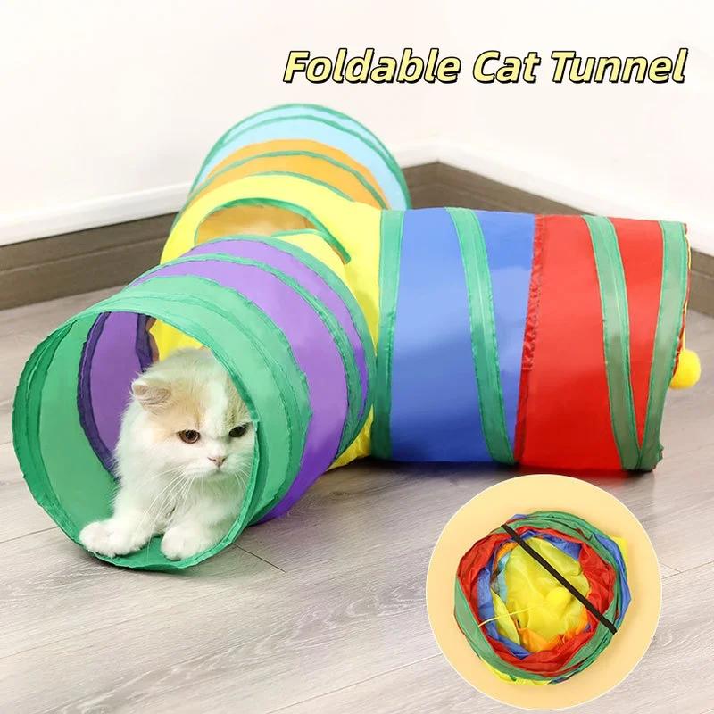 Hot Foldable Cat Tunnel Tube Interactive Fun Kitty Training Toy Boredom Buster for Puppy Kitten Pet Supplies Cat Accessory