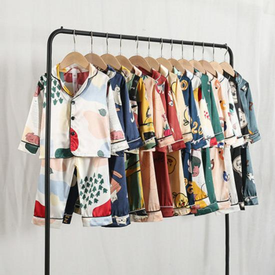 Conjunto de Pijama Infantil de Algodón Seda de Dibujos Animados