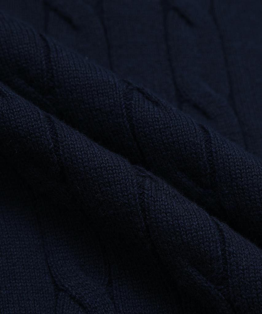 BROOKS BROTHERS Cotton Cable Polo Short Sleeve Sweater (Dark Navy) (Bbwtmog204)