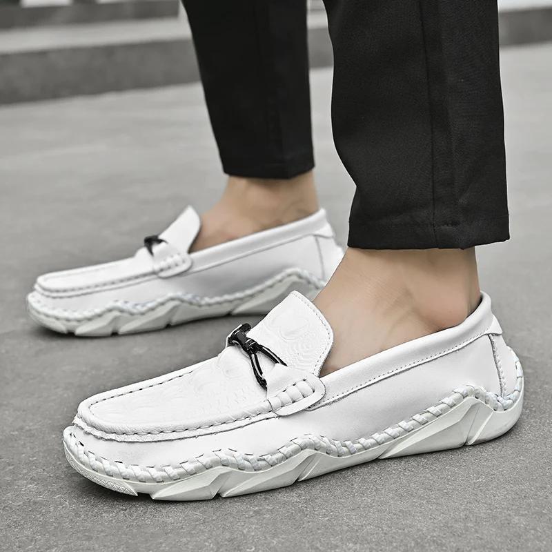 Модная кожаная мужская обувь роскошная модная повседневная слипоны формальные лоферы — фото 6