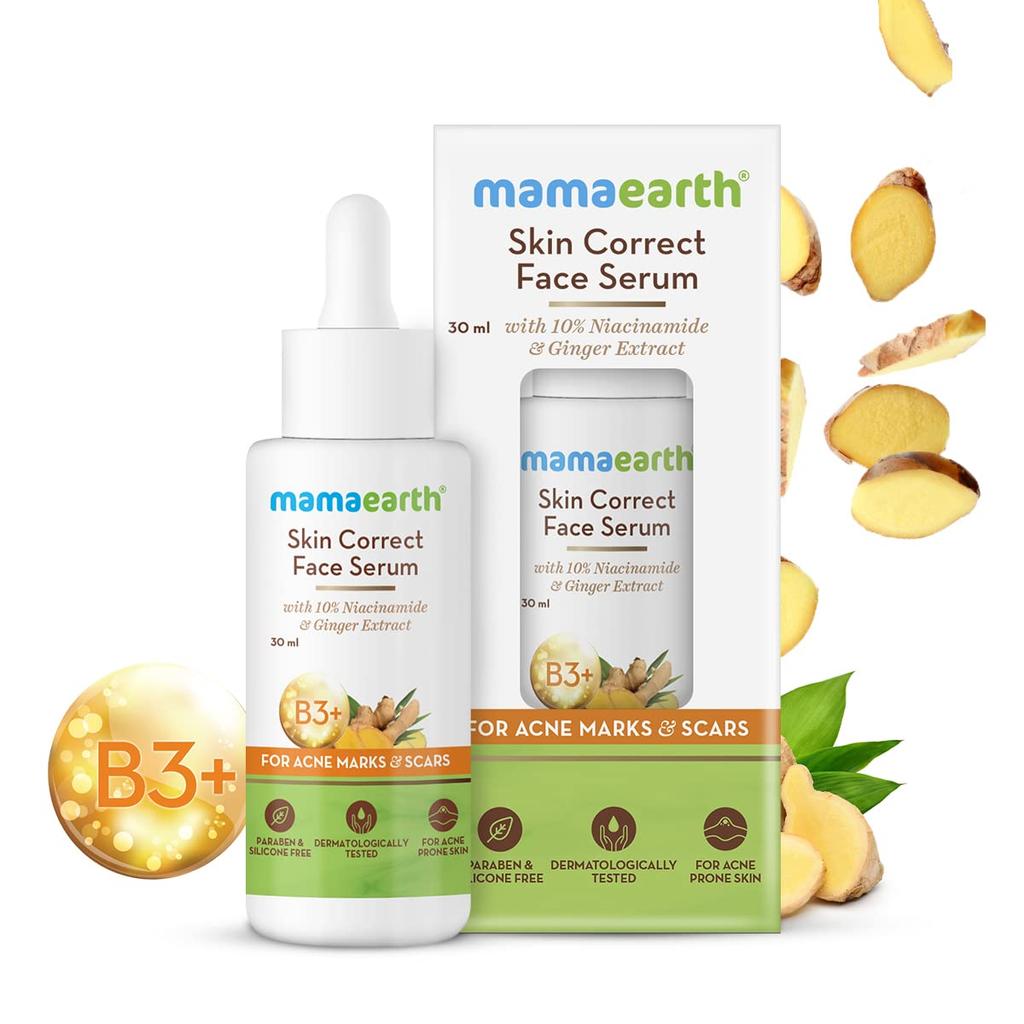 Mamaearth Face Serum 30ml – Niacinamide & Ginger for Glowing Skin – Fades Blemishes, Refines Pores