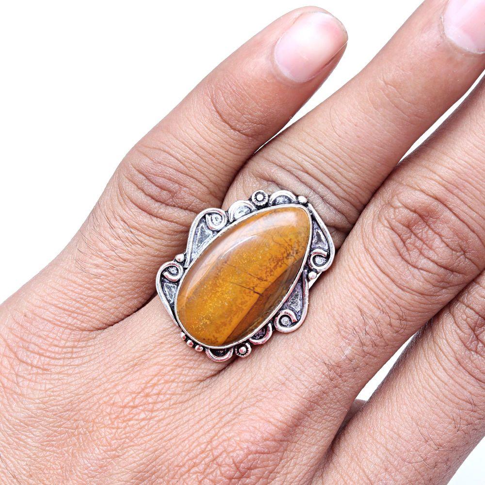 Tiger's Eye Gemstone Handmade Silver Jewelry "8.5"