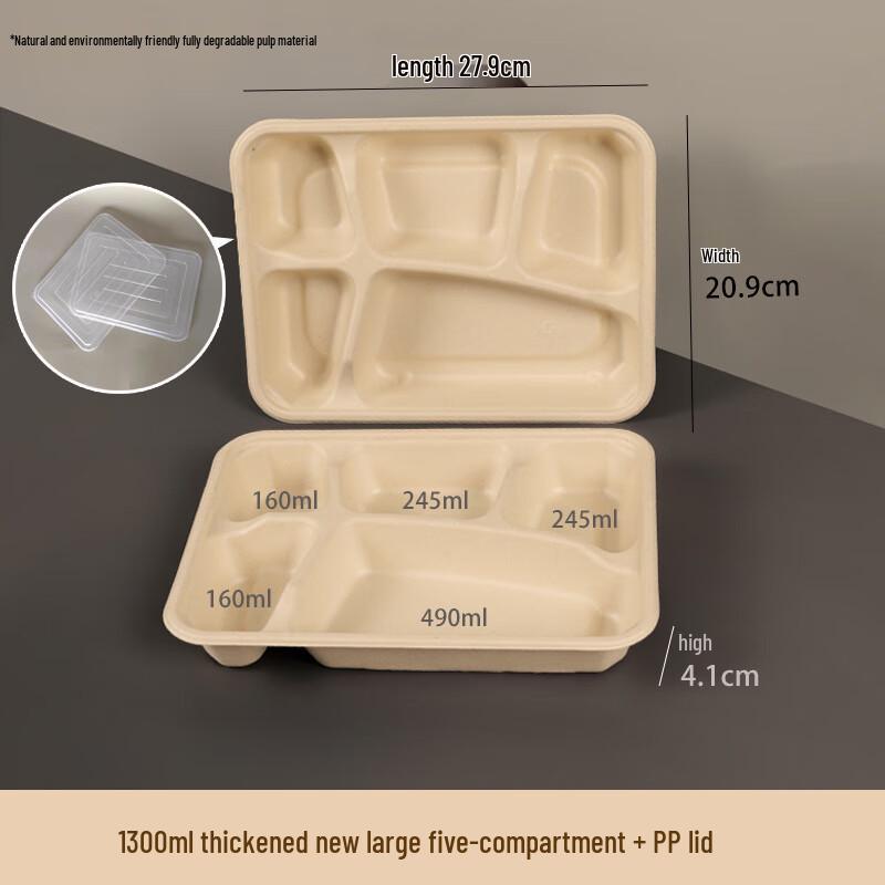 Yuzhuxun Disposable 5-Compartment Takeout Food Container