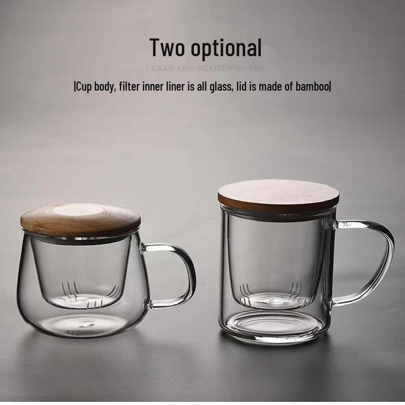 Kangdi Heat-Resistant Glass Tea Infuser Cup with Lid