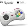 8bitdo Manette sans fils 8 boutons, couleur Blanche/White compatible sur Switch, Sega Genesis mini &amp; Mega Drive mini