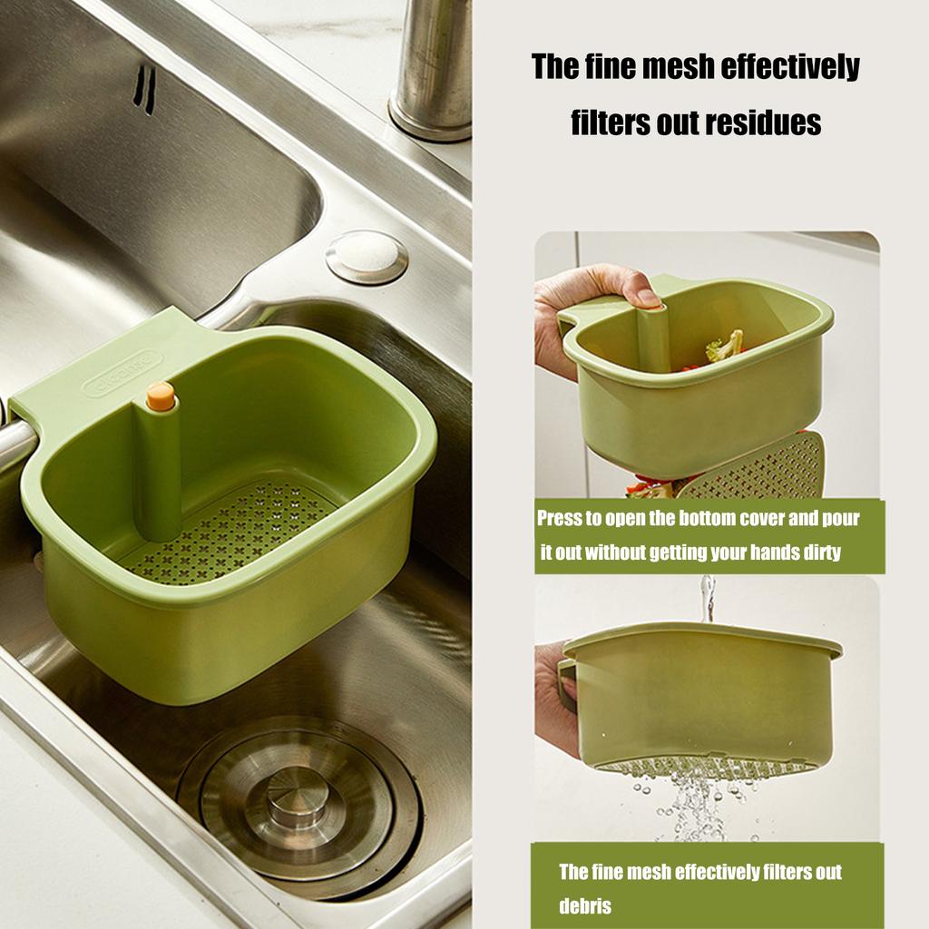 Adjustable Kitchen Sink Filter Basket With Durable Plastic Hooks For Efficient Food Scraps Catcher And Sponge Storage Organizer