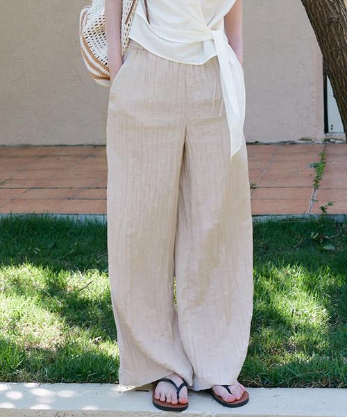 Onaenon Crinkle Elastic Waist Pants New6Ml514_2Color