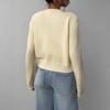 Short Knit Cardigan with Round Neck and Button Front In Light Yellow