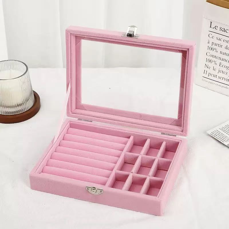 Jewelry Storage Box Earring Ring Necklace Jewelry Display Box Jewelry Classification Dustproof Transparent Flip Lid Jewelry Box