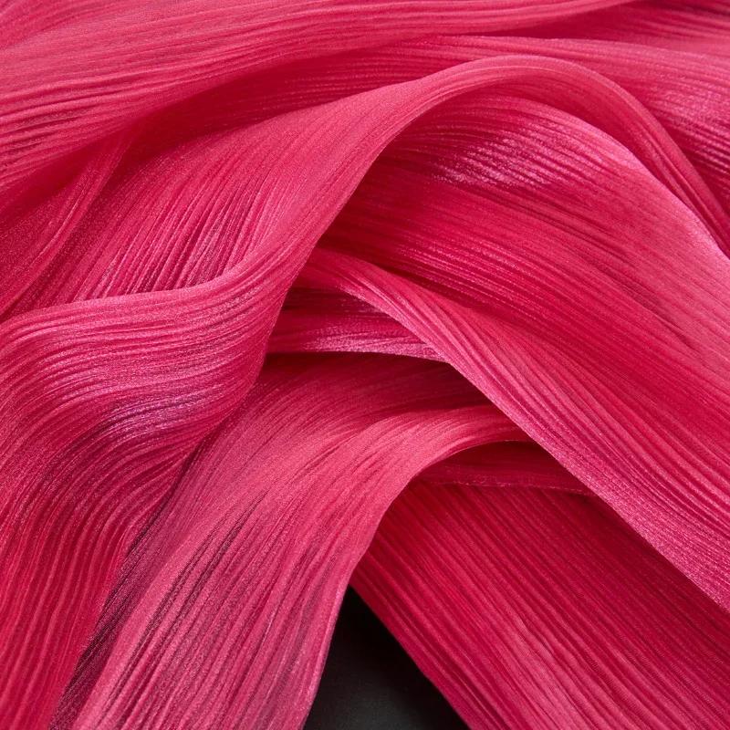 100x145cm Jasná Plisovaná Organza Látka Šít Svatební Šaty A Módní Plisované Síťoviny, DIY Tvar Pevné Designové Látky