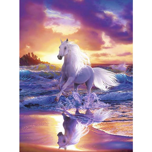 DIY 5D Diamond Painting Horse Full Round Diamond Embroidery Animal Mosaic Picture Cross Stitch