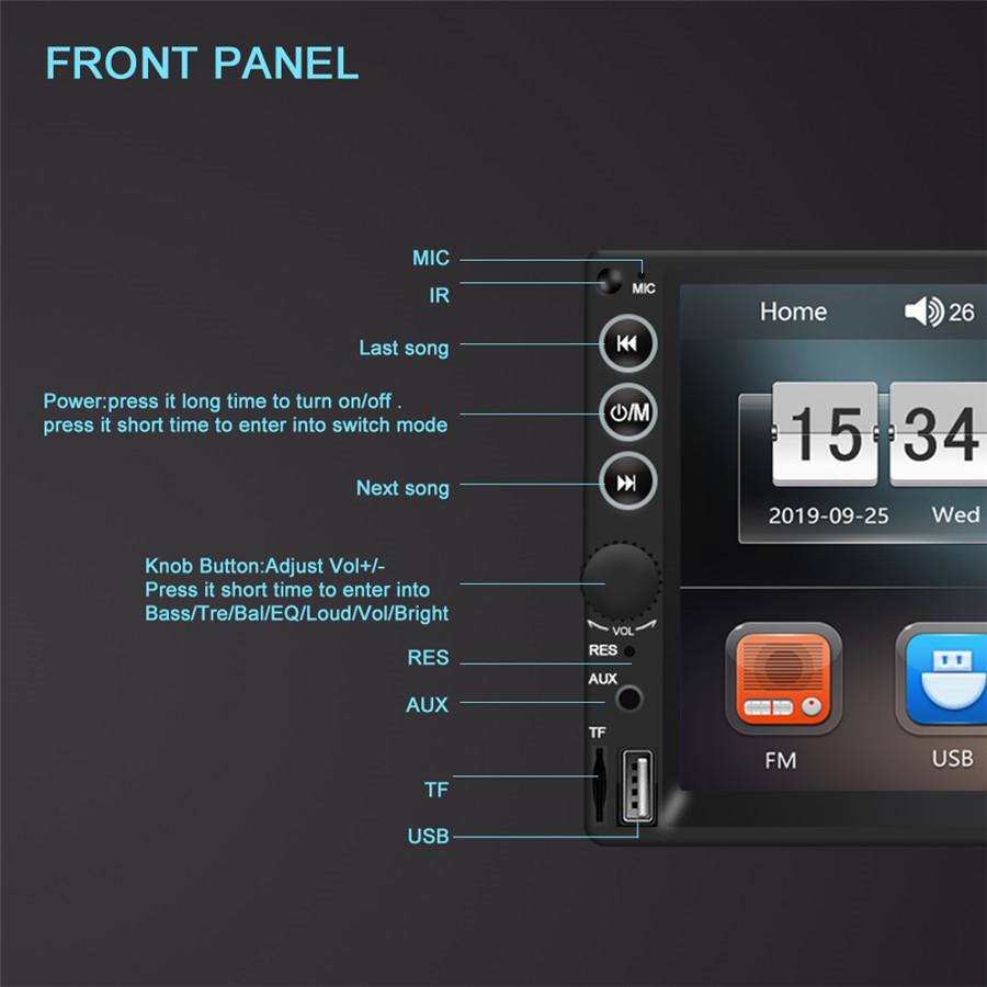 7" HD Car Multimedia Player 2DIN Touch Screen Auto Stereo MP5 Bluetooth USB TF FM Player with Dynamic Track Camera