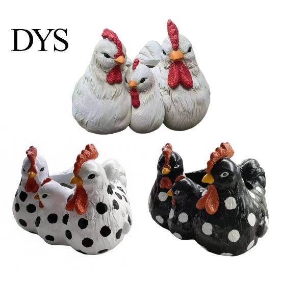 Plant Container for Bedroom Chicken Family Resin Planter, Cute Pot, Decorative Farmhouse Succulents Indoor Outdoor Decor Flower Pot Plants