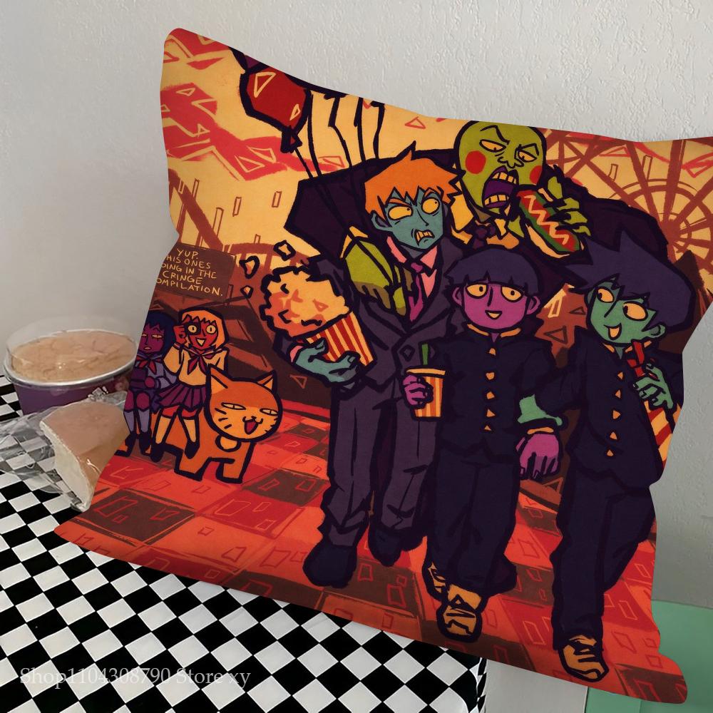 Anime Mob Psycho 100 Pillow Case Square Pillow Bedroom Sofa Leisure Comfort Cushion Car Living Room Home Decoration