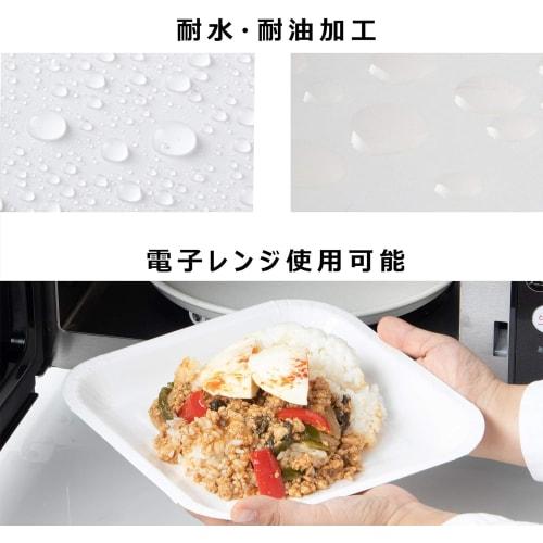 Strix Design Disposable Square Paper Plates, 100 count (2 packs of 50), 23cm, White, Water and Oil Resistant, Stain Resistant, Microwaveable, Commerci