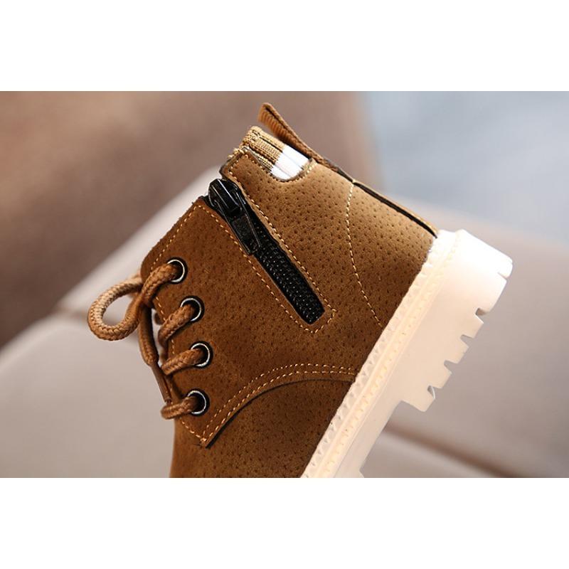 Children's Winter Cotton Shoes Boys Warm-Lined Martin Boots Girls Retro Ankle Boots Soft Sole Snow Boots