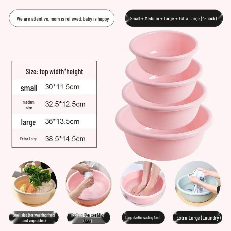 Thickened Frosted Plastic Washbasin for Household, Laundry, and Baby Use