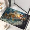 Creative 3D Fish Visual Effect Non-Slip Floor Mat, High-Definition Print Absorbent Decorative Rug for Bedroom and Living Room