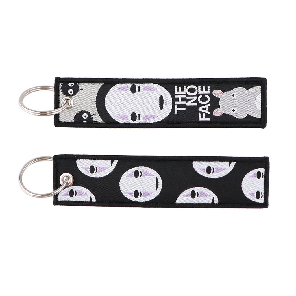 Anime Movie Embroidery Key Fobs White Dragon Key Tags Keychains for Motorcycles Cars Keyring Cosplay Accessories Fans Gifts