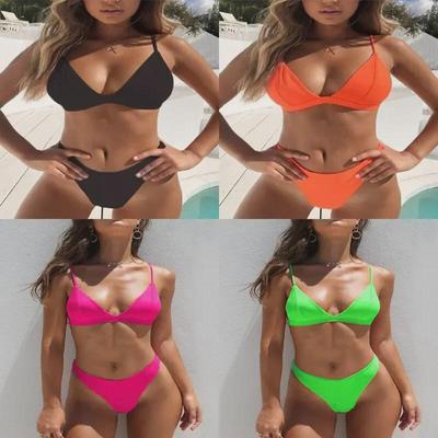 Europäischer und Amerikanischer Mehrfarbiger Übergrößen-Bikini mit Dreieckskörbchen und Herausnehmbaren Polstern