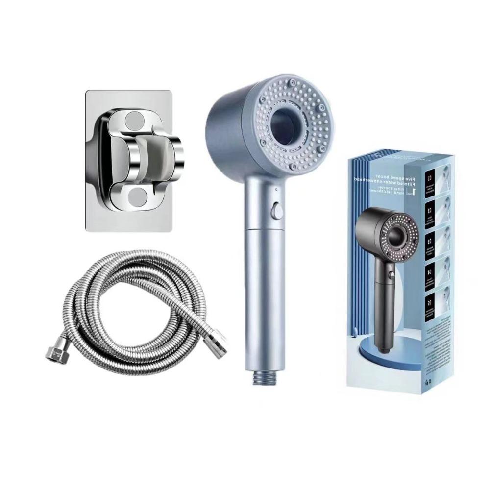 5 Modes Shower Head Set One-Key Stop High Pressure Filter Showerhead Water Saving Detachable Pressurized Shower Head