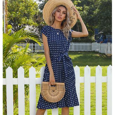 Elegant Short Sleeve Dot Print Women's Dress for Women 2022 Summer Midi Boho Dresses Woman Robe Femme Ladies Vestidos Mujer