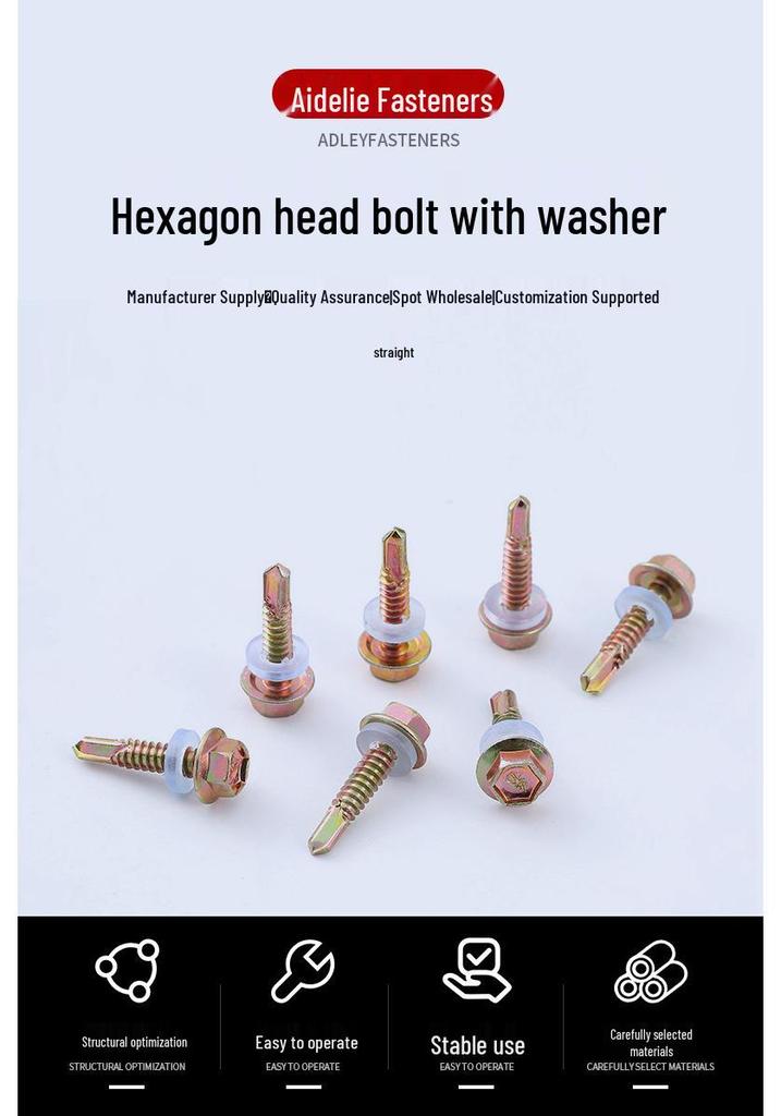 Color Zinc Phillips Hex Head Self-Drilling Screws with Washer