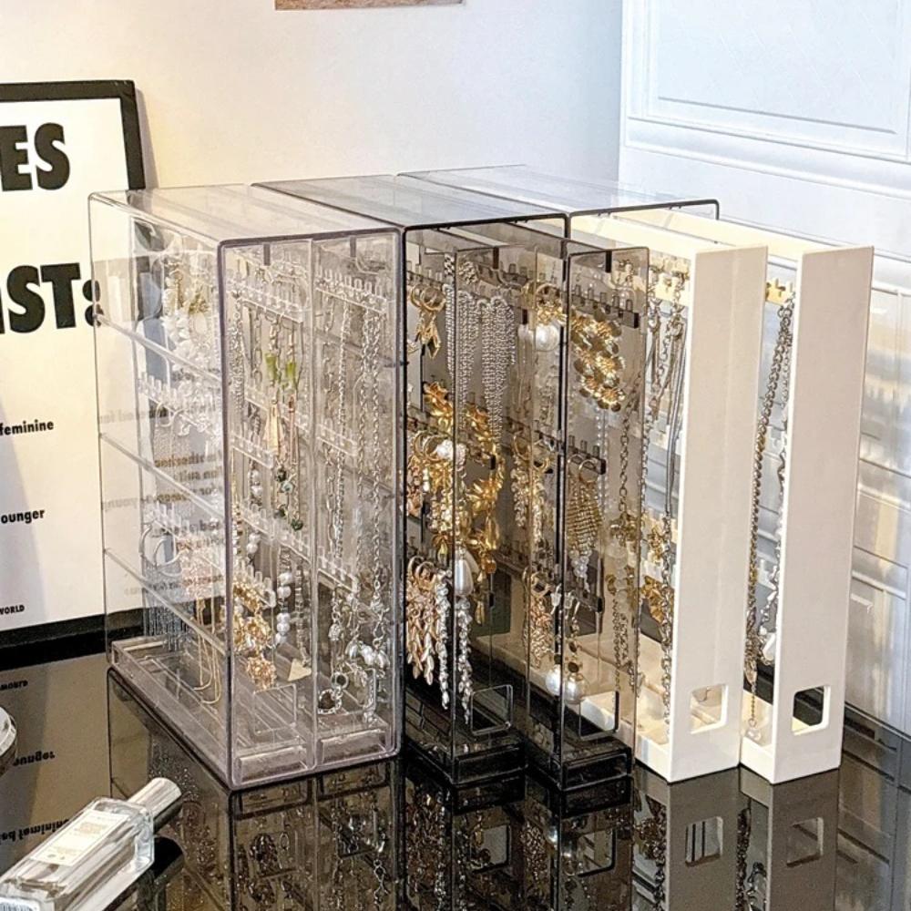 Acrylic Transparent Jewelry Box Vertical High Capacity Drawer Organizers Necklace Bracelet Storage Portable Storage Boxes Gifts