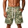 Herren lockere Camouflage-Print Sportshorts mit Taschen für Fitnessstudio Training Laufen Strandbekleidung Kordelzug Taille