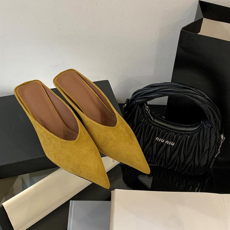 Fashion New Shallow Slingbacks Women Pumps Slipper Street Style Pointed Toe Party Mules Female Shoes