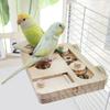 Wooden Bird Foraging Toy with Enrichment Puzzle for Training & Chewing Natural Wood Stand Platform Feeder Cage Decors