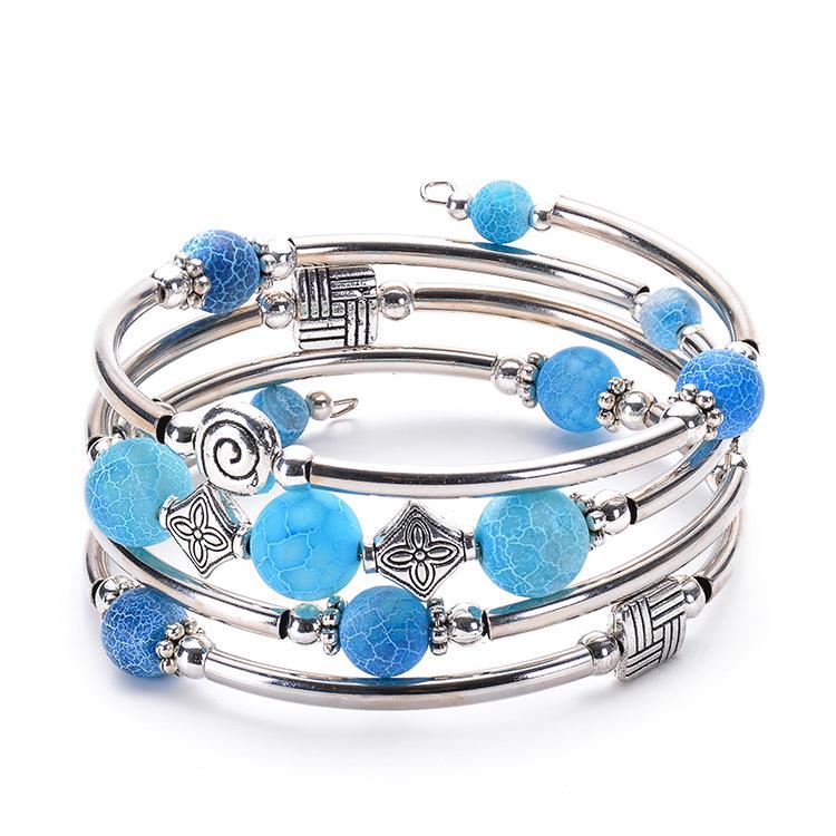 Bohemian Style Natural Turquoise Wrap Bracelet for Women - Multilayer Design