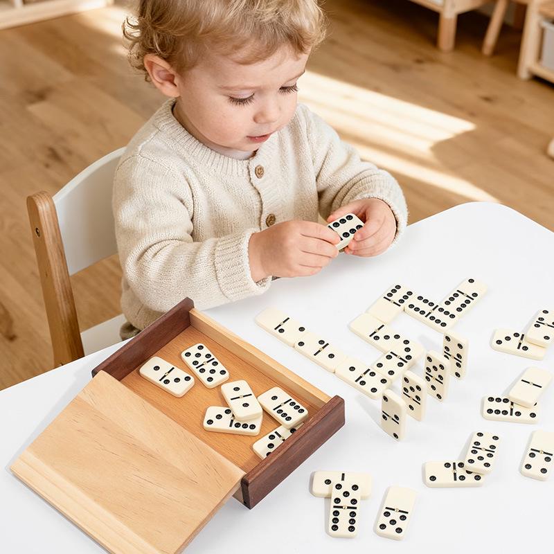 Children's Bamboo Domino Set - Educational Drawer Box Game for Parent-Child Interaction