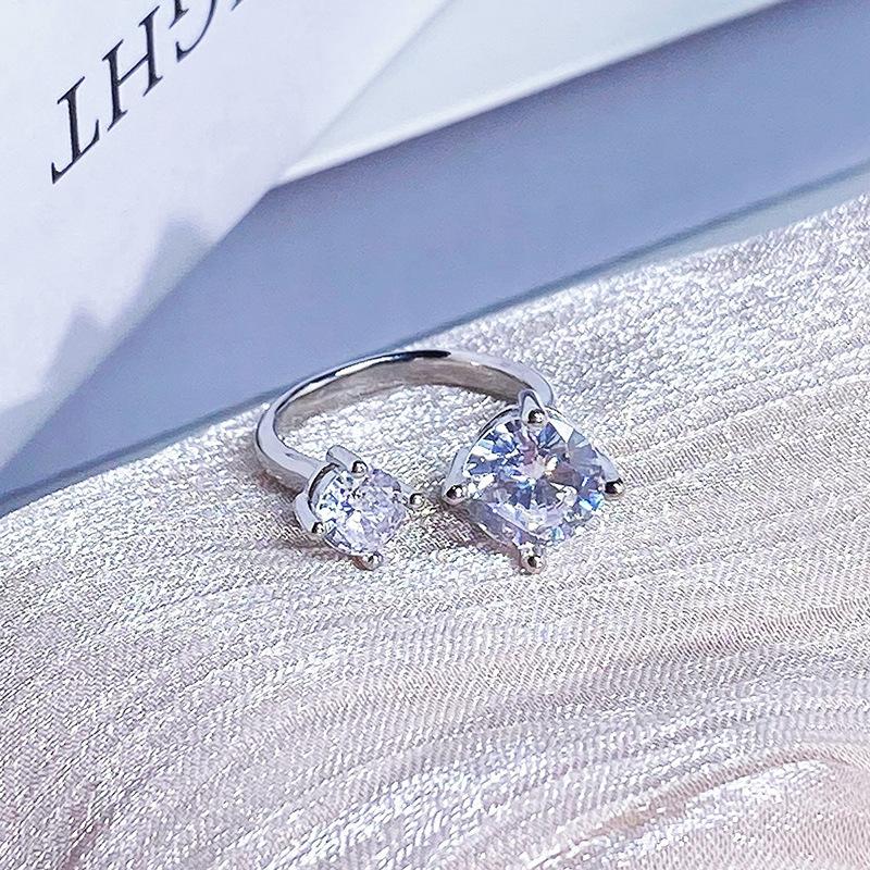 Color Treasure Multi-Color Full Diamond Zir*****Pen Ring Light Luxury High-End Super Flash Niche Design Ring