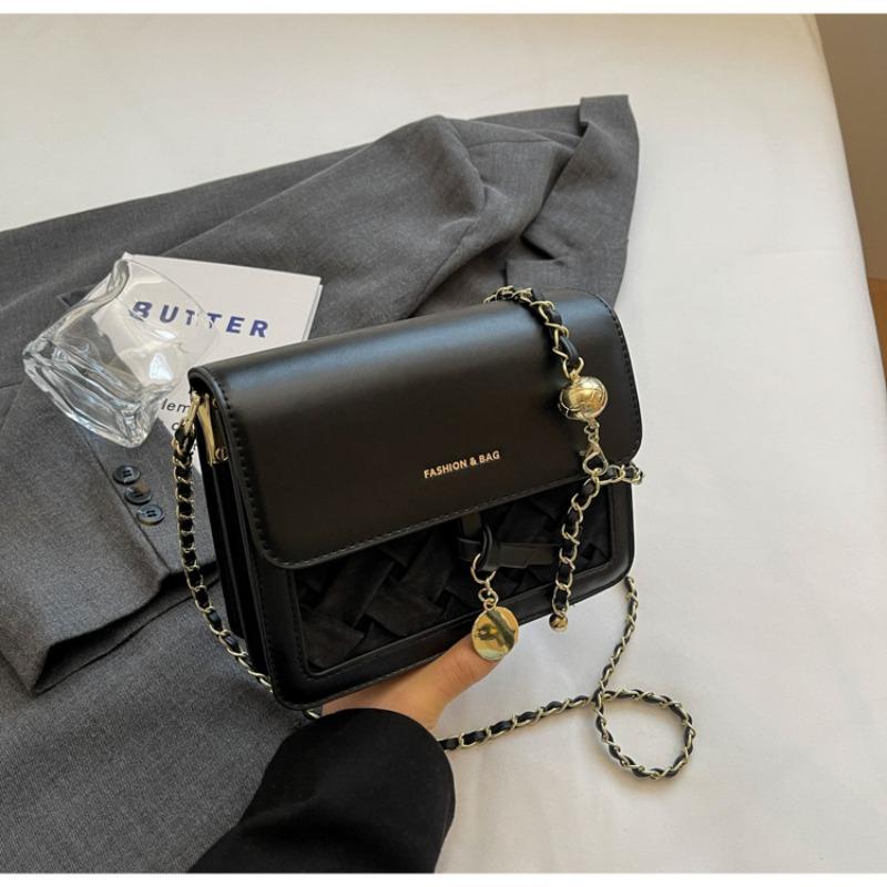 

Популярная вышивальная нить маленькая сумка женская новая весенне-летняя универсальная сумка-мессенджер на цепочке модная маленькая квадратная сумка чёрный