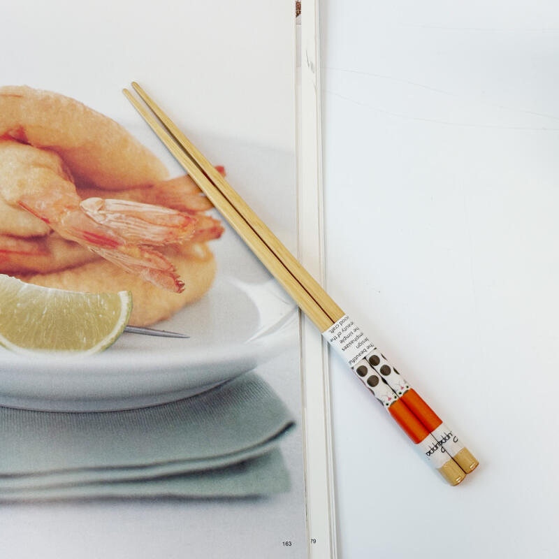 Sugarland Natural Wood Cat Chopsticks Orange