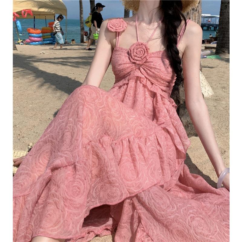 Γυναικεία Καλοκαιρινά Vintage Μονόχρωμα Ακανόνιστα Φορέματα Διακοπών με Ιδιότροπο Χαλινό