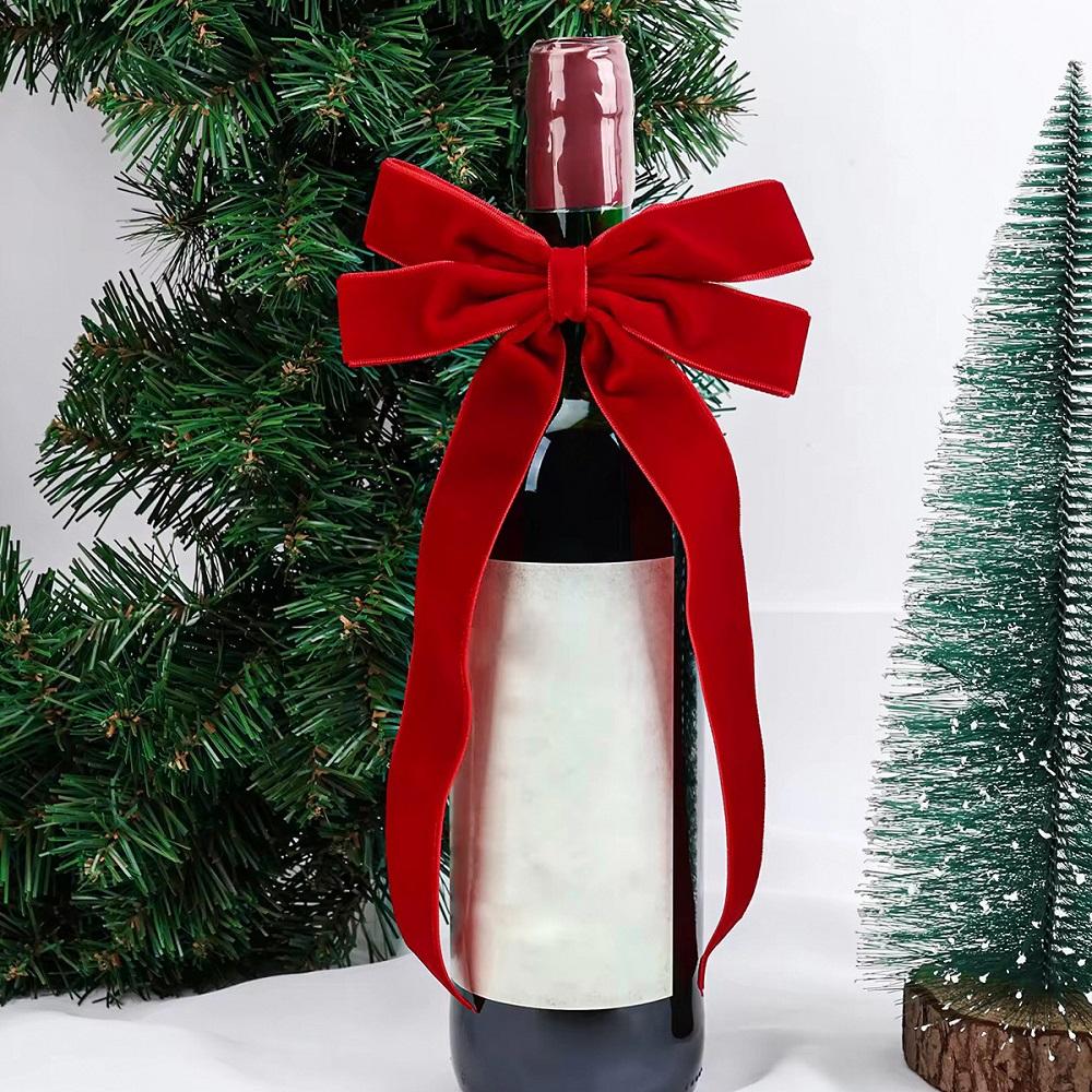 6PCS Velvet Christmas Bows Christmas Tree DIY Hanging Ornaments Ribbon Bow Gift Wrapping Bows Chrismtas Party Gifts