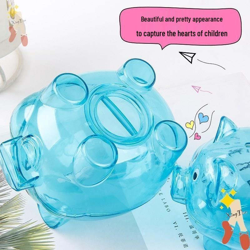 Cartoon-Sparschwein: Transparente, langlebige Sparbüchse aus Kunststoff für Kinder