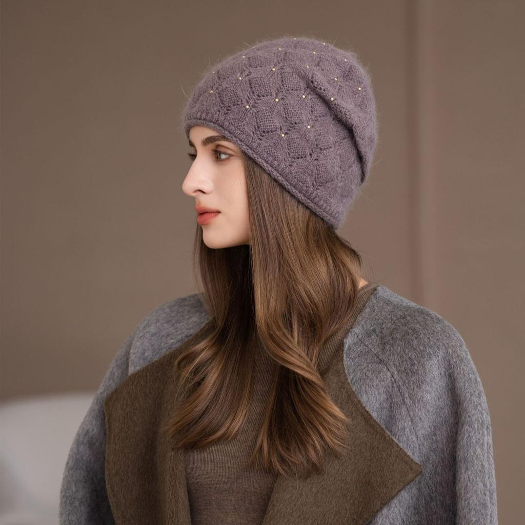 Winter Hat Women's Knitted Hat Casual Fashion Bag Head Ear Protection Hat Winter Windproof Hat