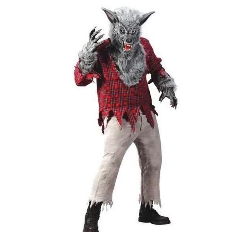 Halloween Adult Three-dimensional Rotten Meat Skeleton Ghost Costume, Scary Werewolf Costume, Death God Zombie Fire Monster Costume