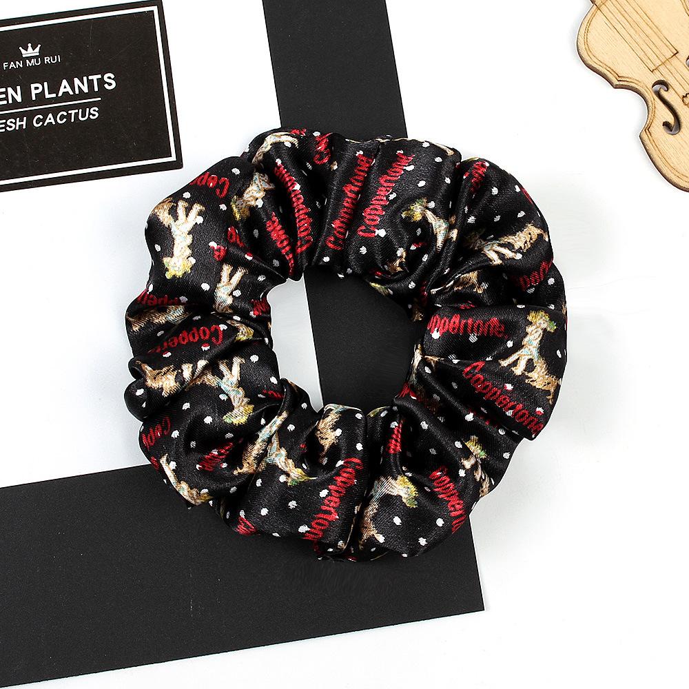 New Satin Printed Flower Floral Scrunchie Women Girls Elastic Hair Rubber Bands Accessories Tie Hair Ring Rope Holder Headdress