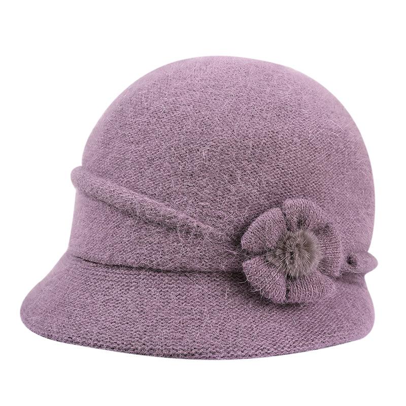 Knitted Rabbit Fur Middle Old Man Autumn Winter Old Man Hat Lady Winter Grandma Wife Warm Mom Hat Basin Hat