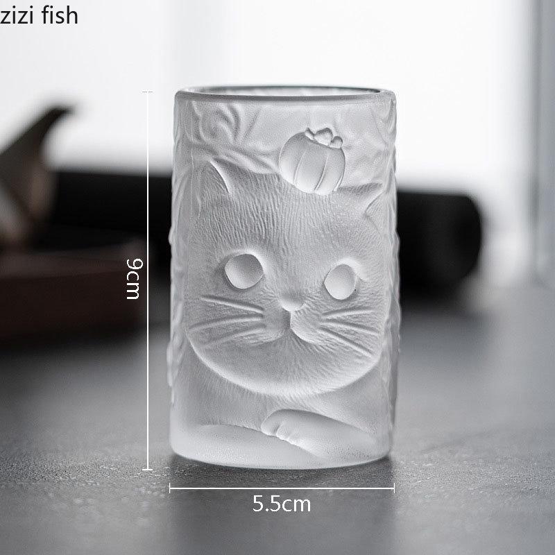 Transparente Glastasse Kreative Reliefkatze Kung Fu Teetasse Nachmittagstee Milchtasse Safttassen Colatassen Home Getränketassen