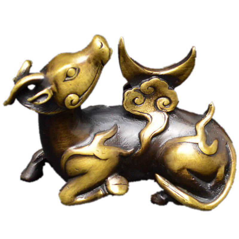 Brass Rhinoceros Moon Gazing Pen Holder - Artistic Home Office Decor Gift