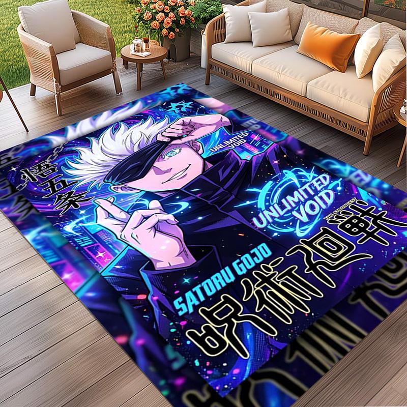 Jujutsu Kaisen Print Rug, Washable Floor Carpet, For Entryway Dorm Laundry Room Office Study, Home Decor Birthday Christmas Gift