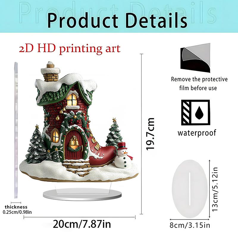 Christmas Reindeer Sleigh Santa Figurine 2D Acrylic Christmas Santa Claus On Sleigh With Reindeers Decorations Holiday Santa