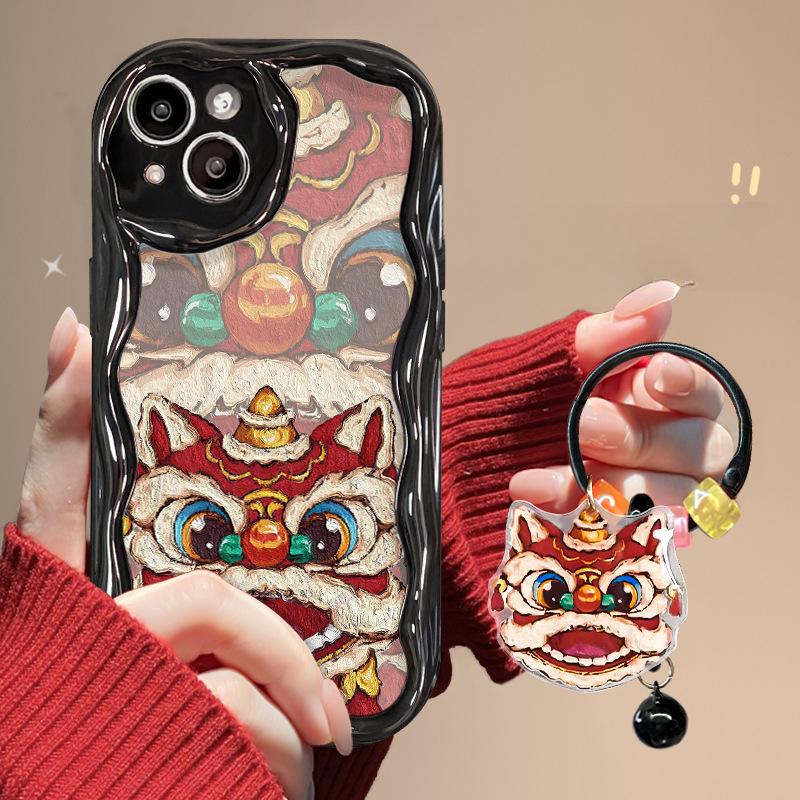 Anwendbar auf Apple 15 Handyhülle IPhone 14 Promax Textur Löwe Hängeanhänger 13/12 Silikon Sturzsicher 11/xr