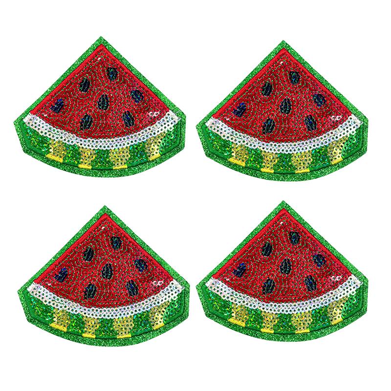 10pcs Cartoon Sequins Watermelon Fruit Drink Embroidered Patches Shells Coconut Trees Patch Clothes Decoration Sew Applique Diy