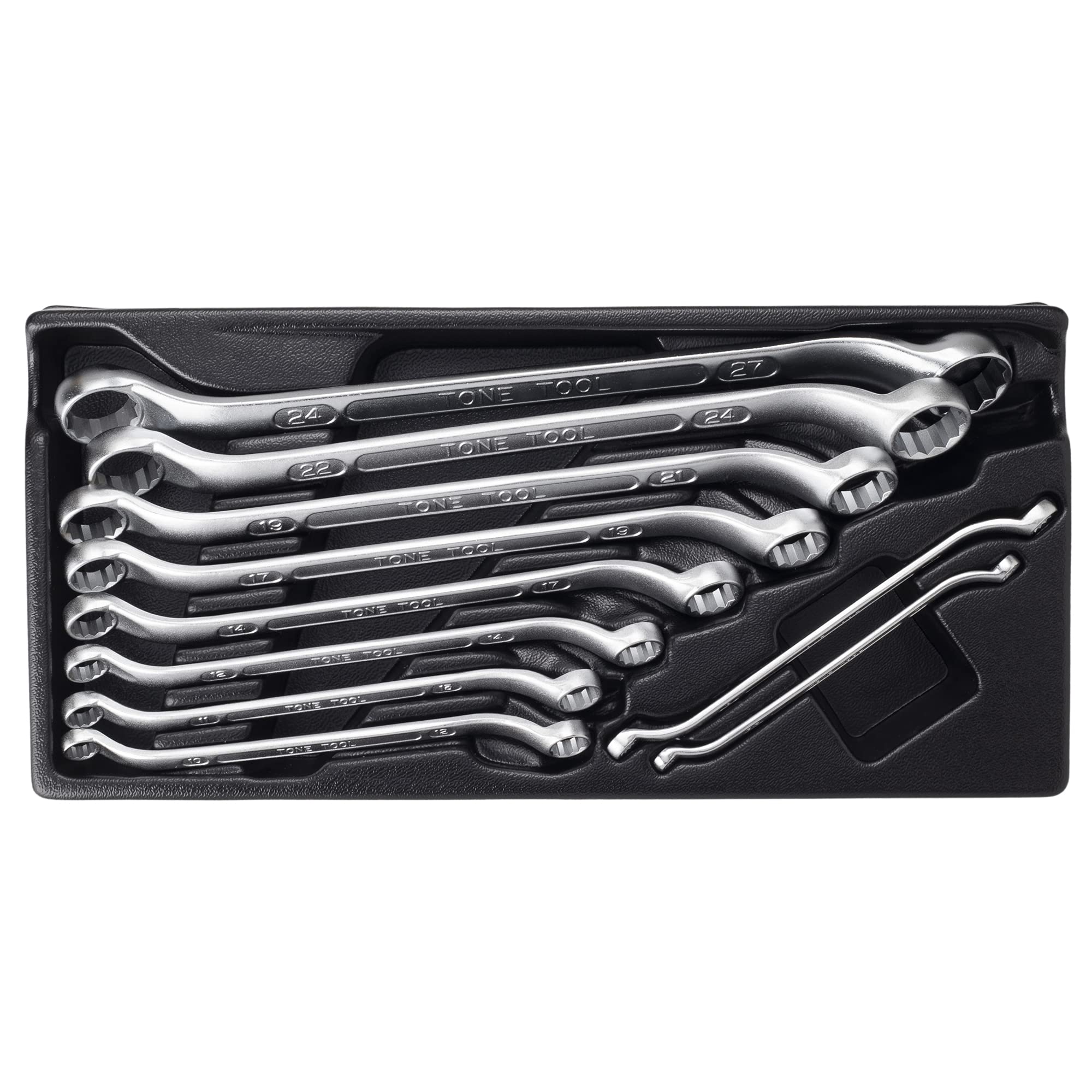 

TONE Long Mechanic Open End Wrench Set x 10 Pieces (45° 10°) M44100C,
